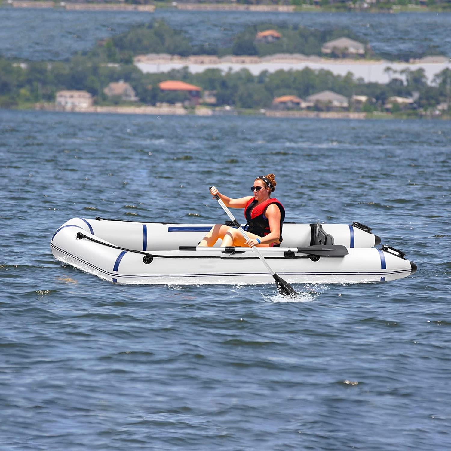 10Ft Portable Paddle Pedal Pumps Collapsible Storage Bag Kayak Hiking Floating Rivers Lakes Inflatable Raft