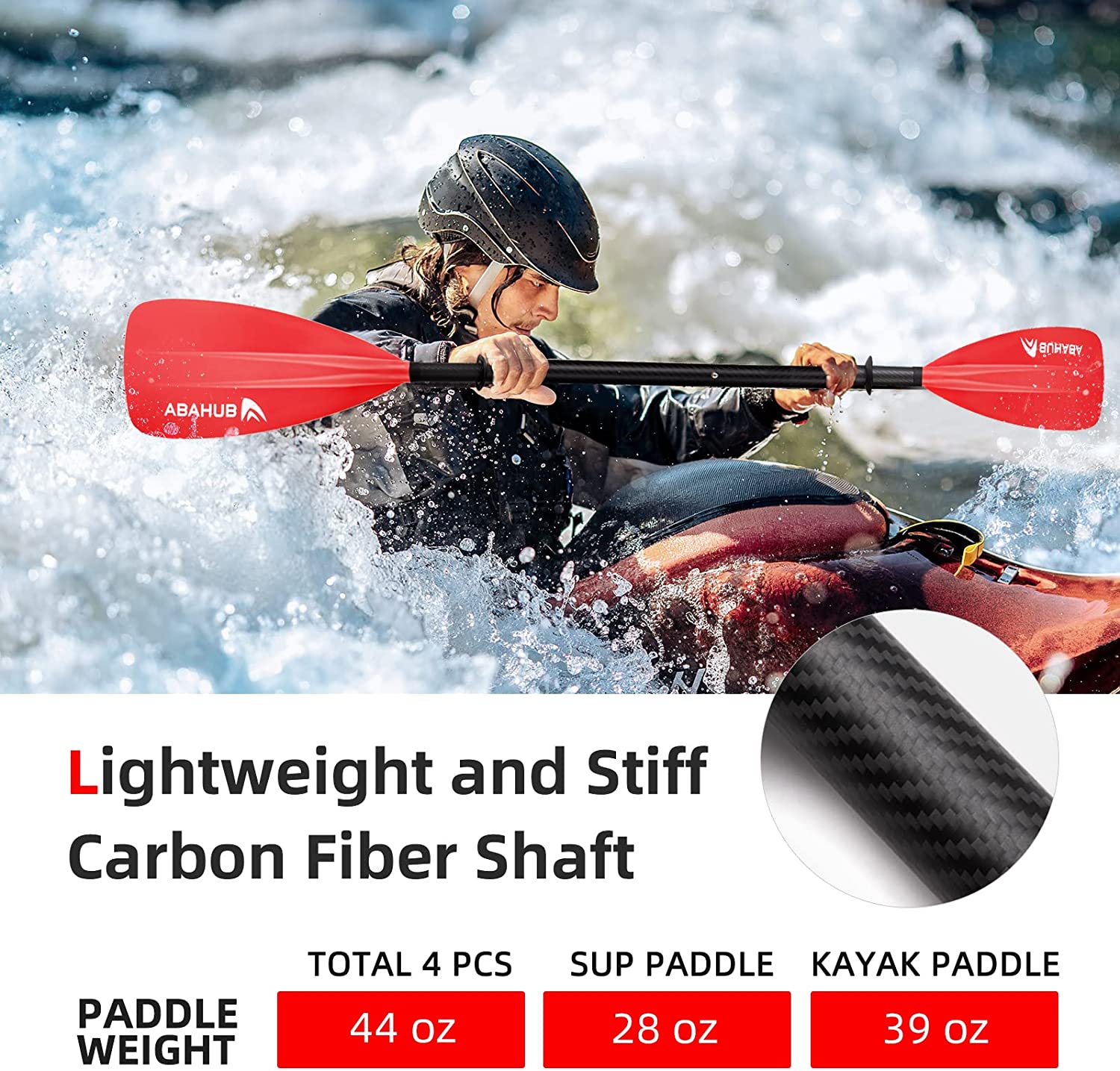 Abahub Section Carbon Sup Paddle Kayak Oar Adjustable Stand Paddleboard Paddles Lightweight Carbon-1