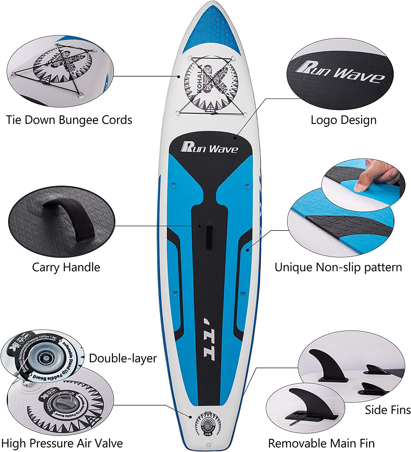 39 Non Slip Deck Premium Sup Accessories Wide Stance Fins Surfing Control Youth Adults Beginner-1