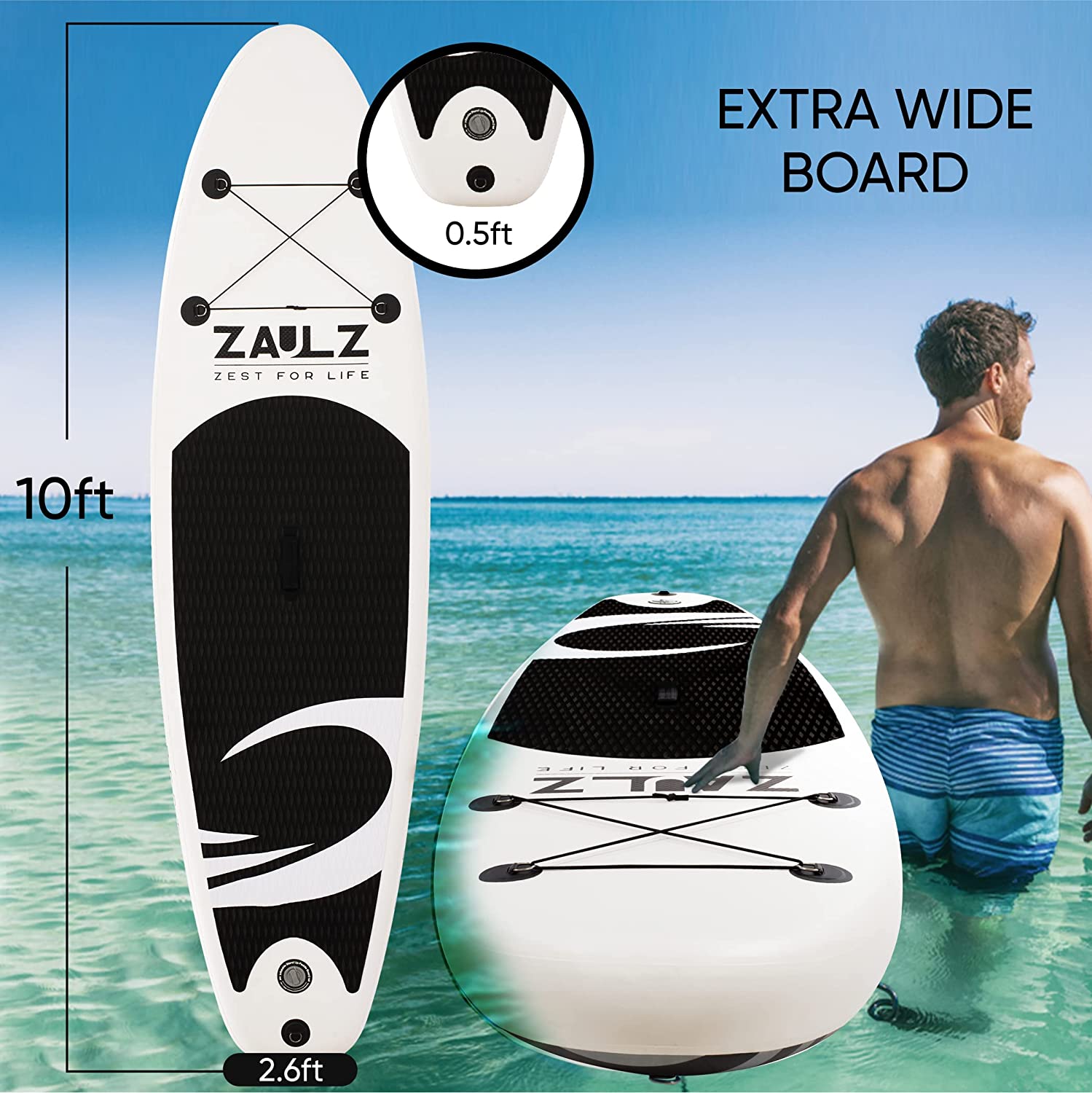 34 Extra Wide Paddle Board Non Slip Eva Deck Amp Fins Includes Air Pump Paddle-1
