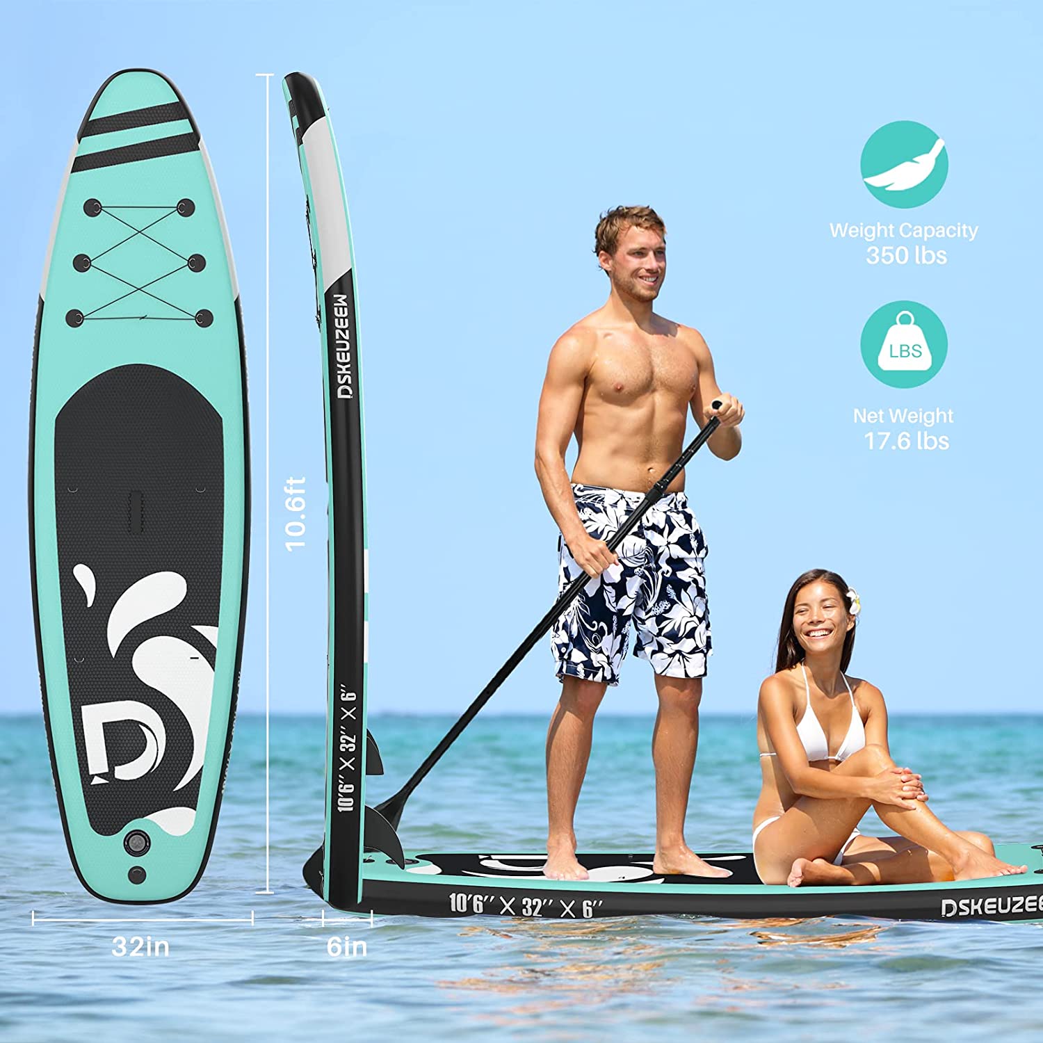 Wide Ultra Light 17Lbs Sup Paddleboard Backpack Floating Paddle Dual Action Pump Fins Standing Paddle-1