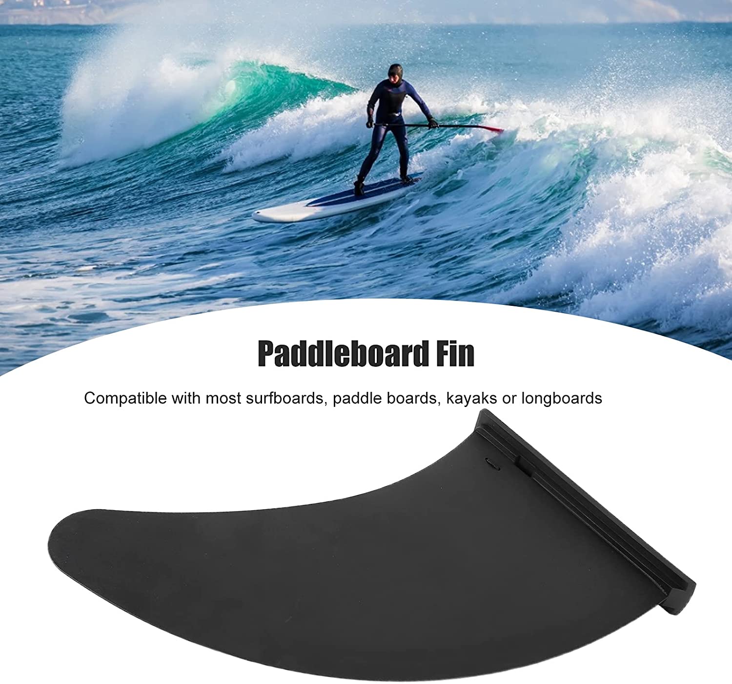 11In Surf Sup Fin Pvc Fixed Socket Type Black Center Stabilizer Attachment Paddle Longboard Surfboard-1