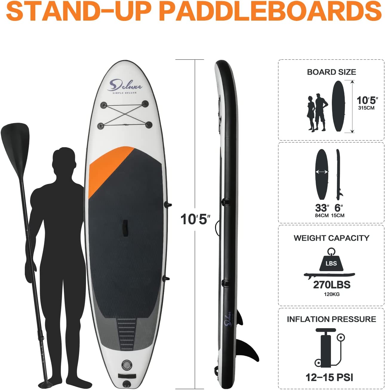 Youth Amp Adults Simple Deluxe Blow Paddle Boards Skill Levels Standing Boat Accessories Amp Backpack-1