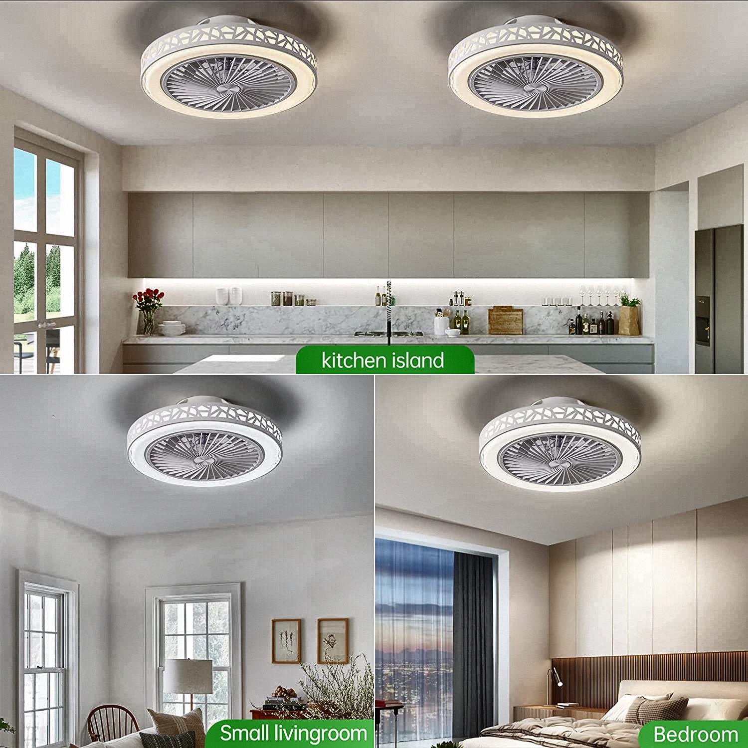 Izowe Ceiling Fan Lights Bladeless Ceiling Fans 19 34 Enclosed Fan ...