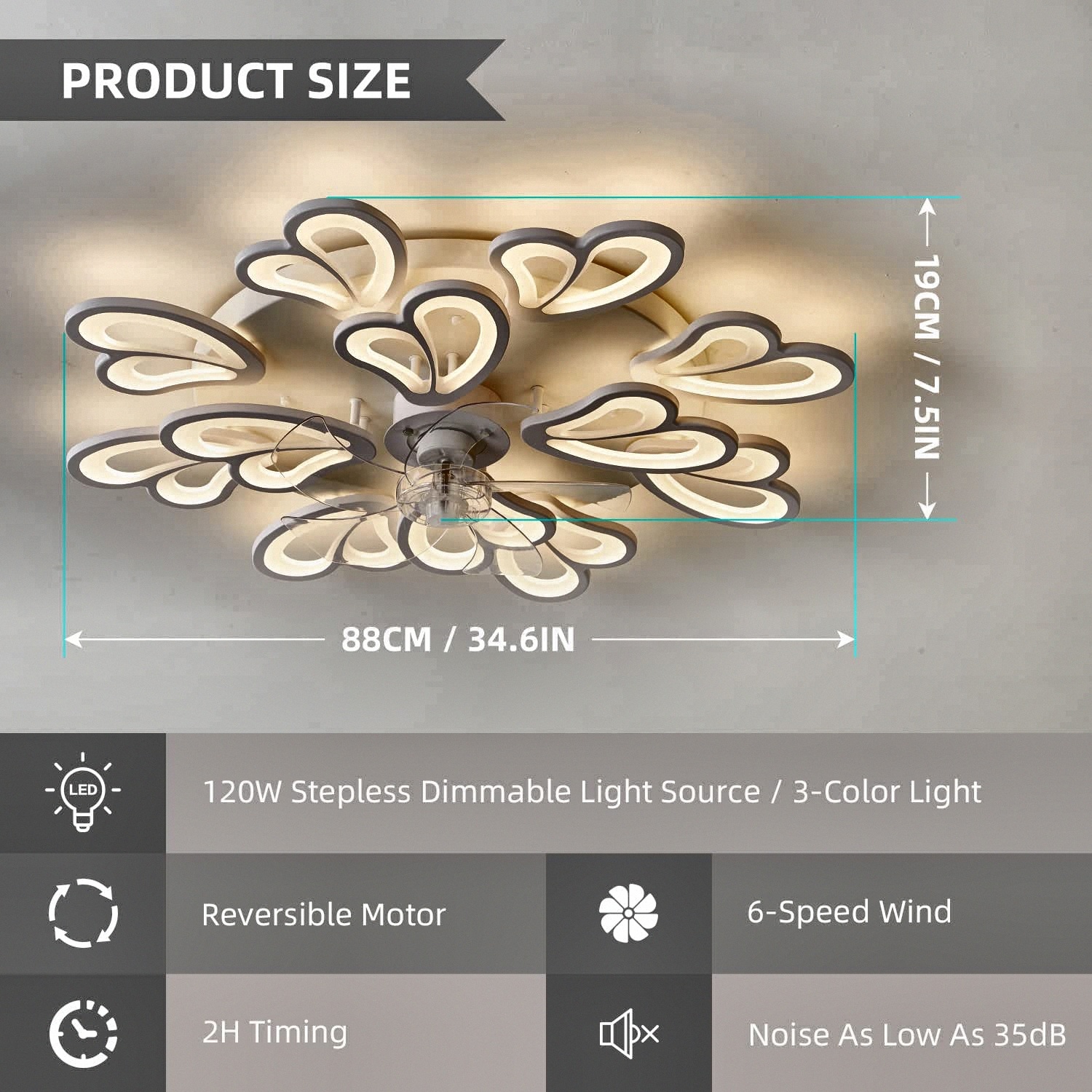 Bladeless Ceiling Fan Lights Modern Flush Mount Ceiling Fan Speed Wind ...